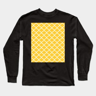 Mustard Yellow White Quatrefoil Pattern Long Sleeve T-Shirt